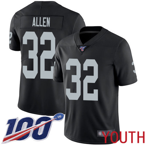 Oakland Raiders Limited Black Youth Marcus Allen Home Jersey NFL Football #32 100th Season Vapor Jersey->youth nfl jersey->Youth Jersey